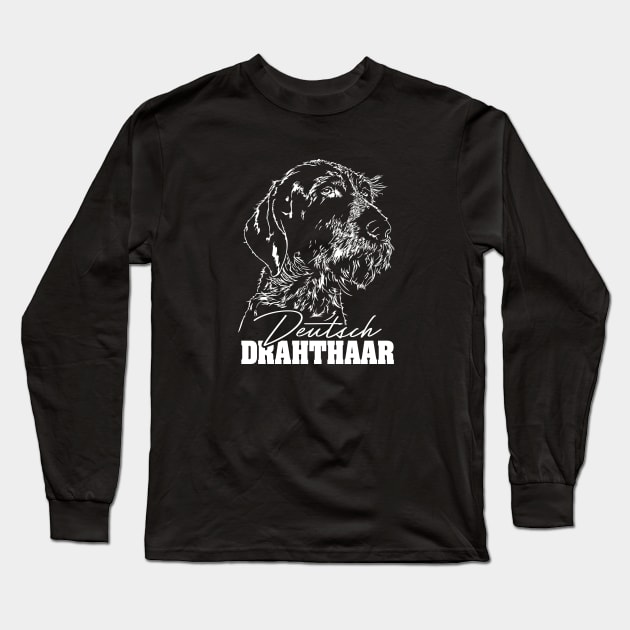 Deutsch Drahthaar dog Portrait Long Sleeve T-Shirt by wilsigns